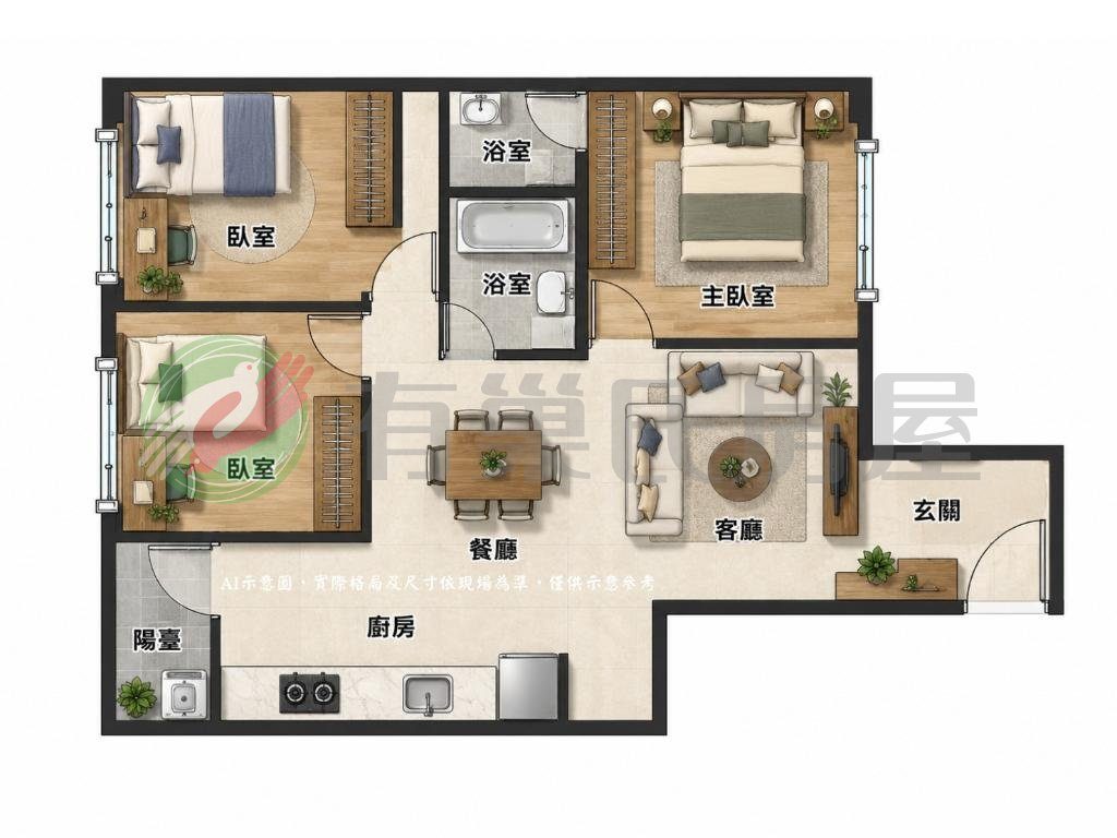 大里陽光｜7樓景觀三房｜低總價學區宅